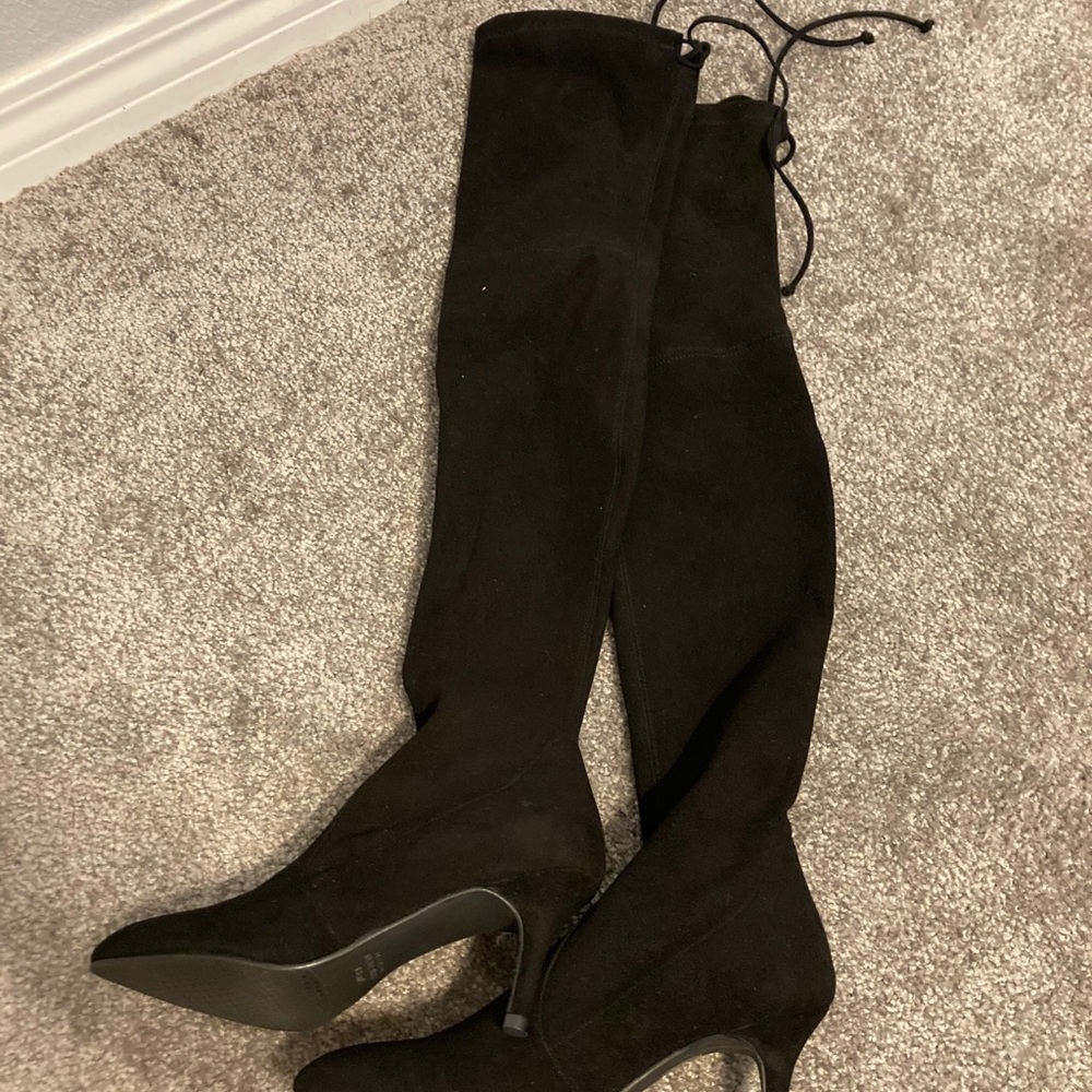 Stuart Weitzman Over The Knee Black Suede Boots - Picture 2 of 14